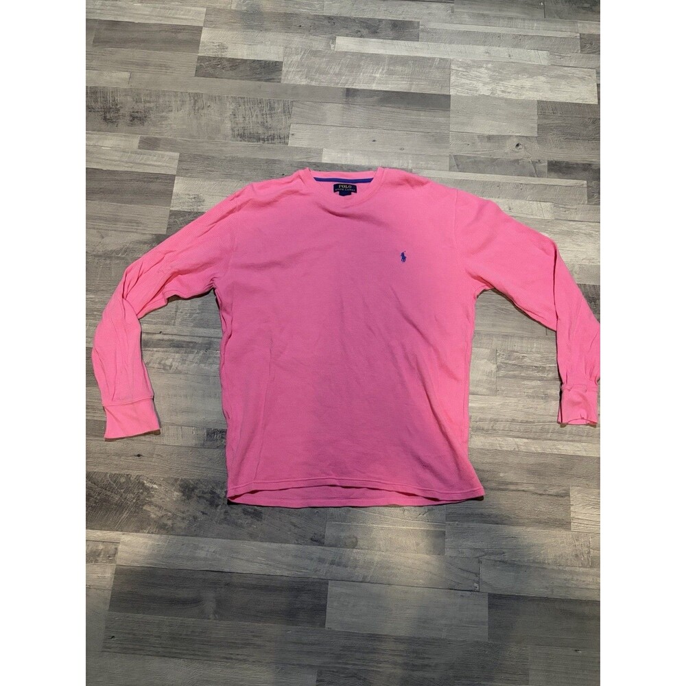 Polo Ralph Lauren Men’s Pink Waffle-Knit Crew Neck Pullover Sweater L